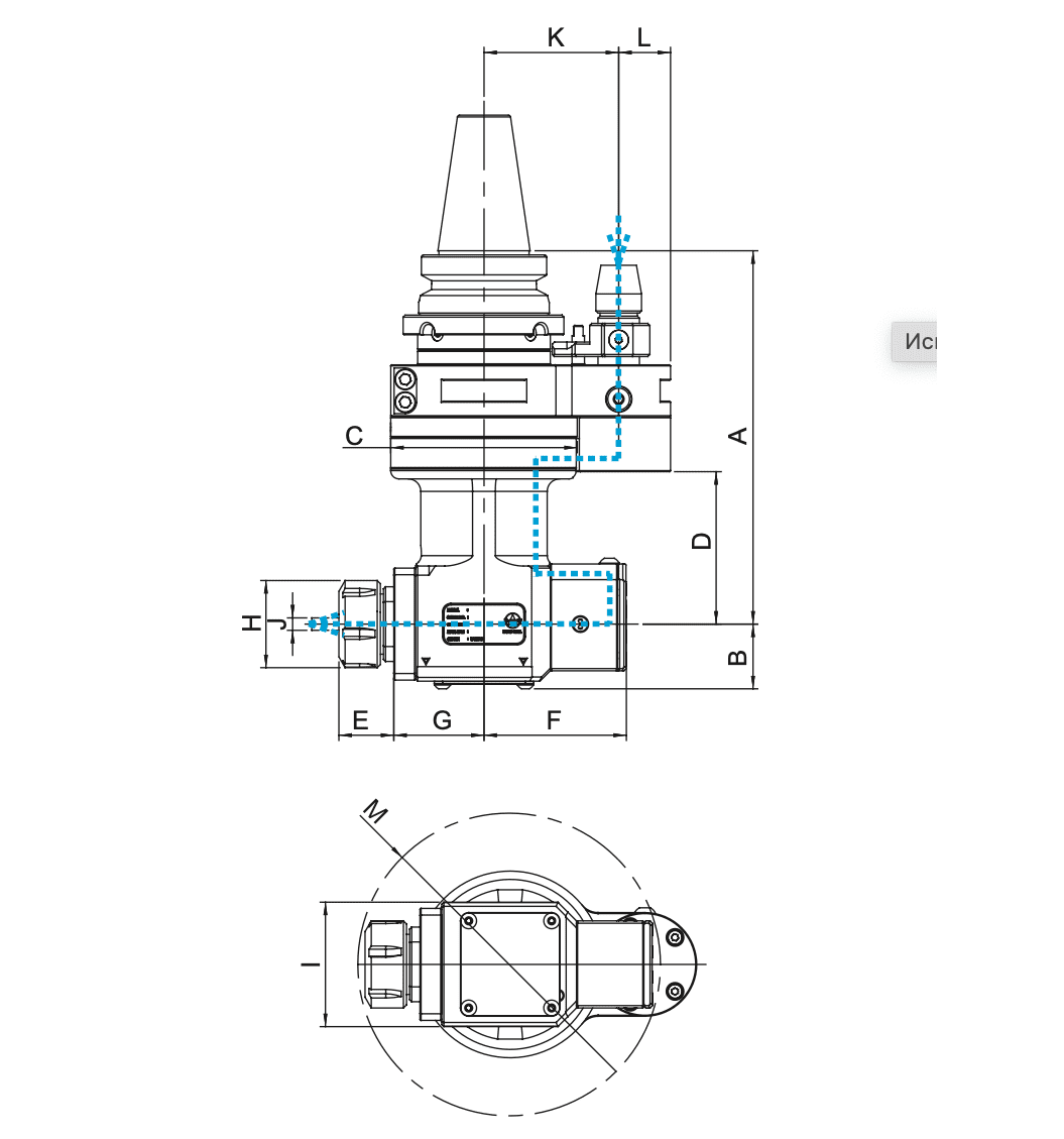 Изображение товара - Алюминиевая угловая головка AHM-BT30-A04.180G-I