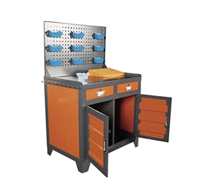 Тумба-верстак инструментальный, 1 полка, 2 ящика (арт. B11-2-BT40)