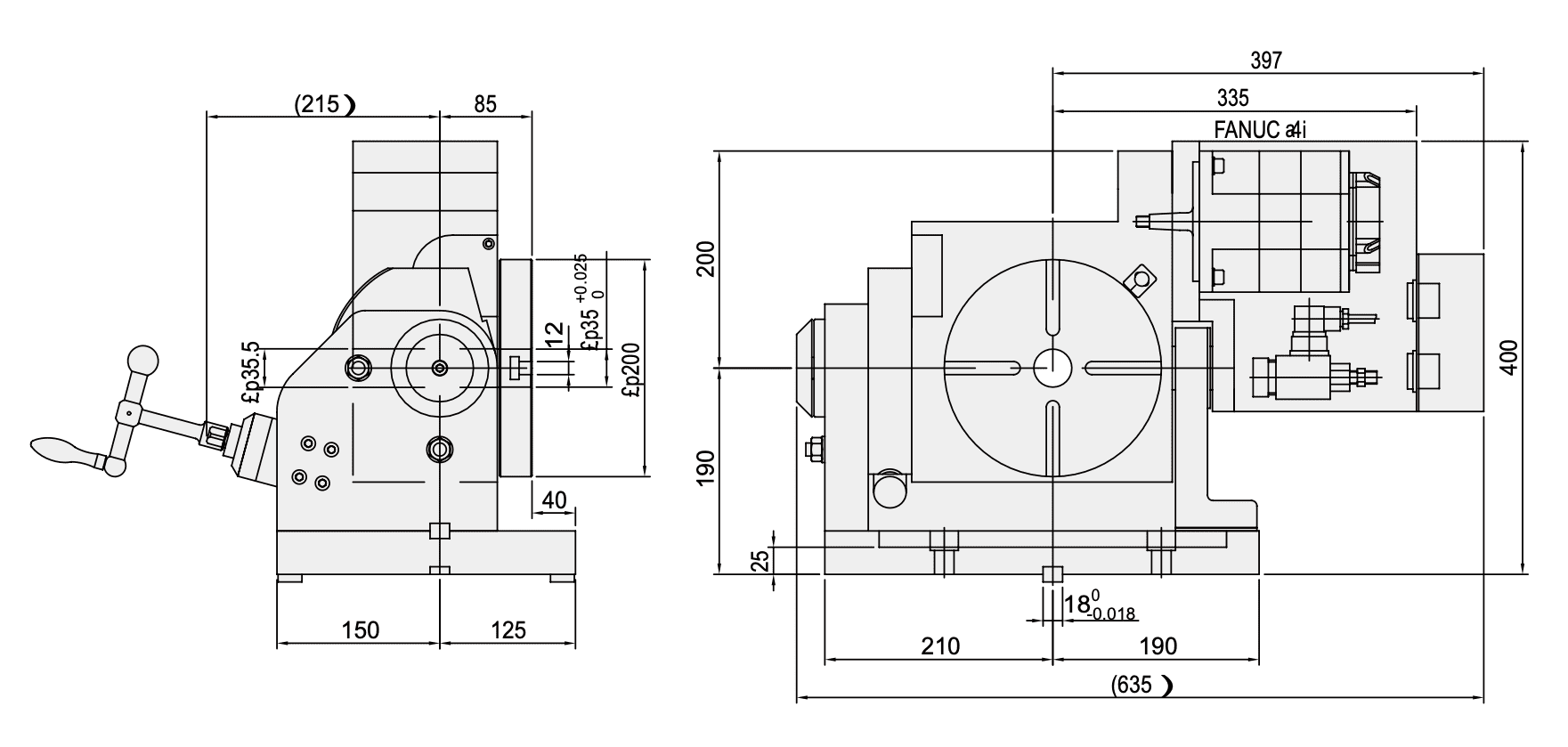 Изображение товара - Наклонно – поворотный стол c ЧПУ GSA CNCMT-200 200мм