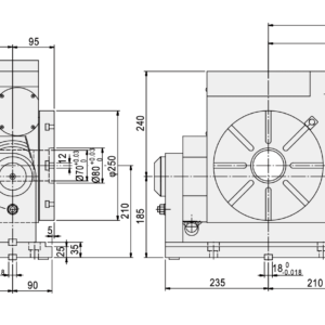 Изображение товара - Наклонно – поворотный стол c ЧПУ GSA CNCMT-250 250мм
