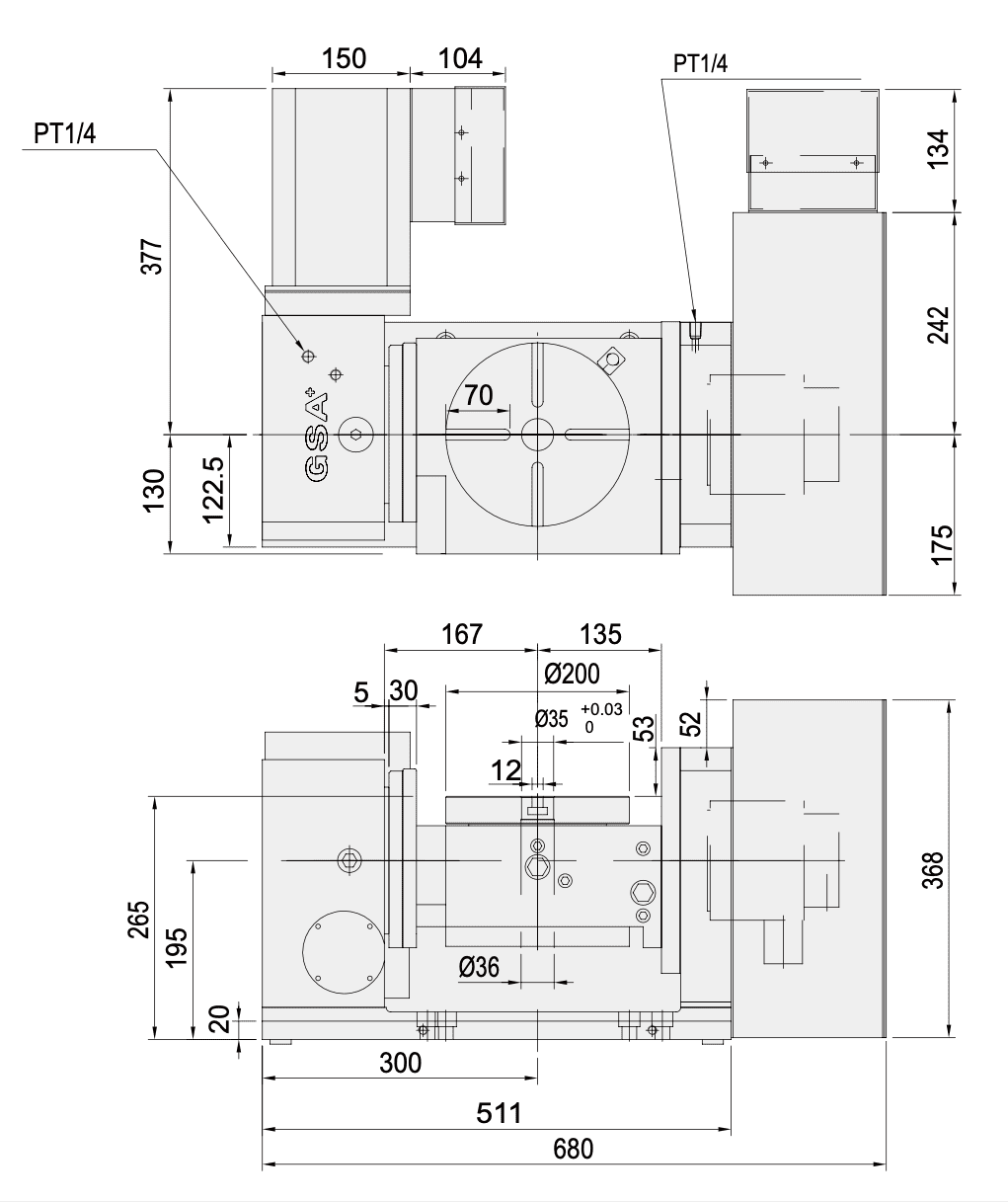 Изображение товара - Наклонно – поворотный стол c ЧПУ GSA CNCT-200 200мм