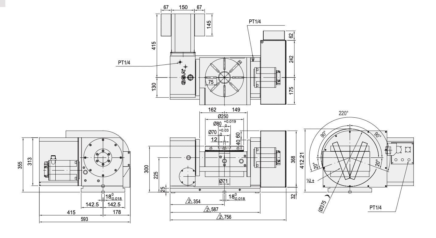Изображение товара - Наклонно – поворотный стол c ЧПУ GSA CNCT-250 250мм