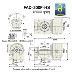 Изображение товара - Наклонно – поворотный стол c ЧПУ с роликовым приводом TJR FAD-300