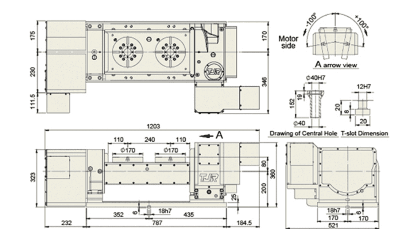 Изображение товара - Наклонно-поворотный стол c ЧПУ с роликовым приводом TJR FAR-170H-RC255-2W