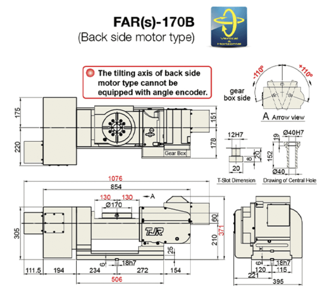 Изображение товара - Наклонно-поворотный стол с ЧПУ TJR FAR-170/170B 170 мм