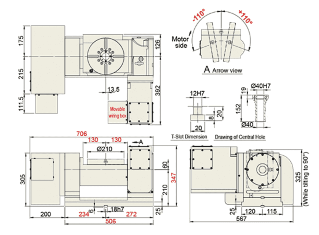 Изображение товара - Наклонно-поворотный стол с ЧПУ TJR FAR-210 210 мм