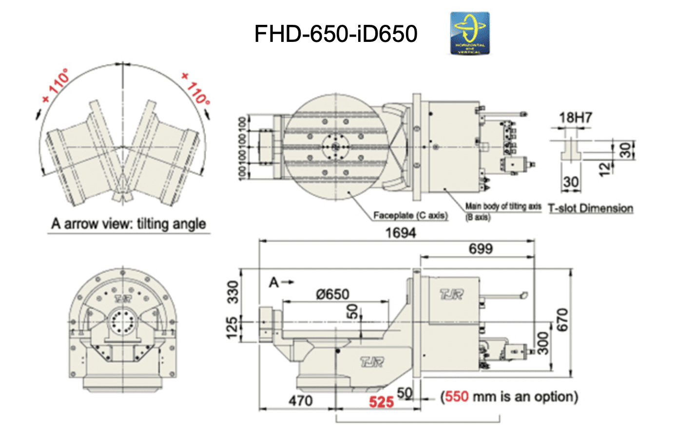 Изображение товара - Поворотный стол c ЧПУ с роликовым приводом TJR FHD-650-iD650