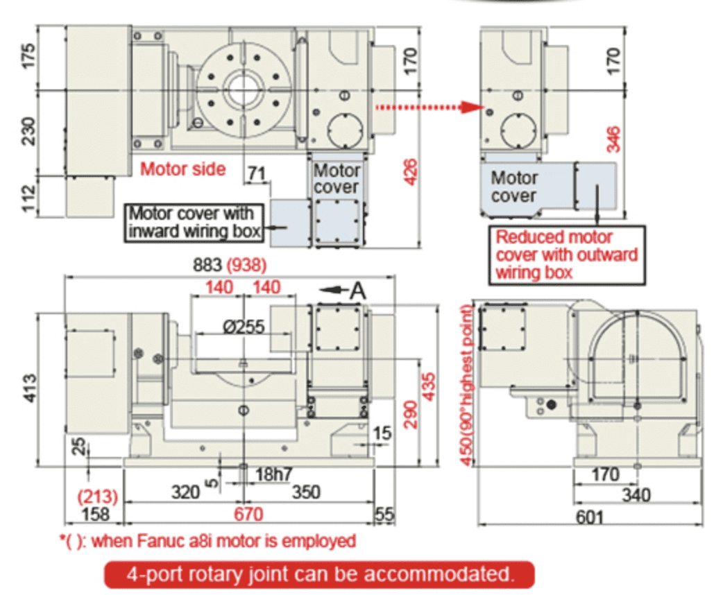 Изображение товара - Наклонно-поворотный стол с ЧПУ TJR FHR-255C/255CL 255 мм