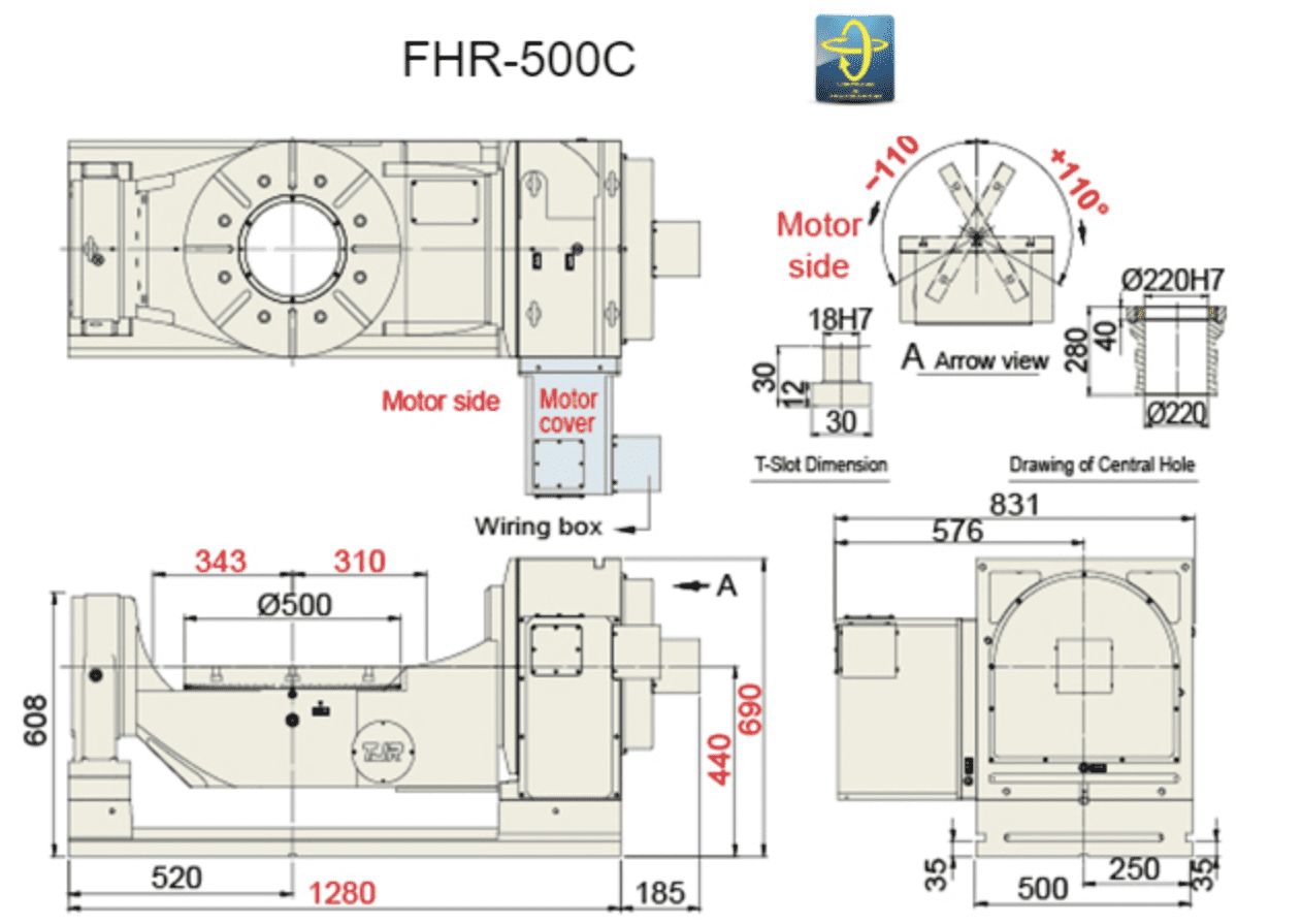 Изображение товара - Наклонно-поворотный стол с ЧПУ FHR-500C 500 мм