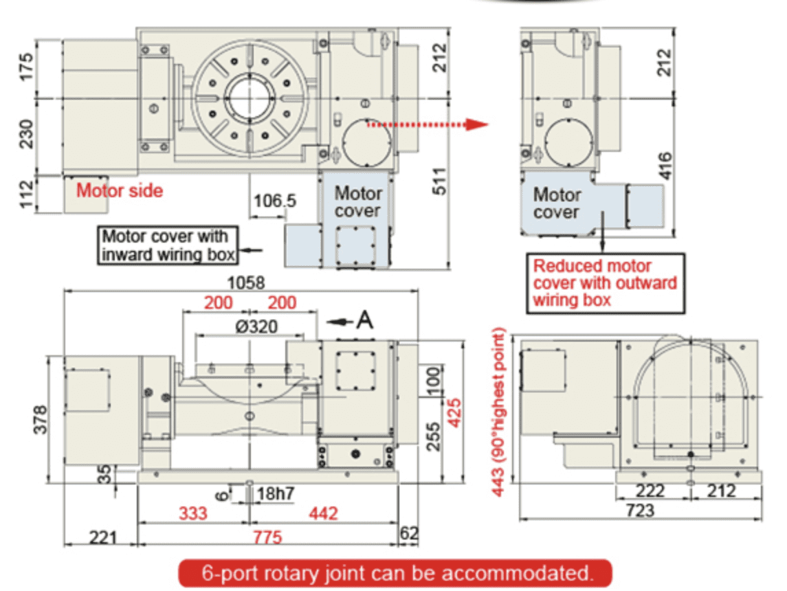 Изображение товара - Наклонно-поворотный стол с ЧПУ TJR FHR-320 320 мм