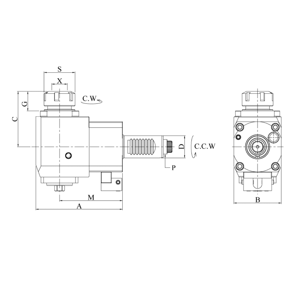 Изображение товара - VDI30-ER25 Радиальный сверлильно-фрезерный приводной блок FR30548025100