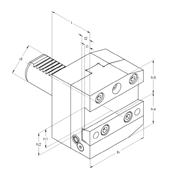 Изображение товара - Держатель отрезного инструмента типа H4 40×32, левый
