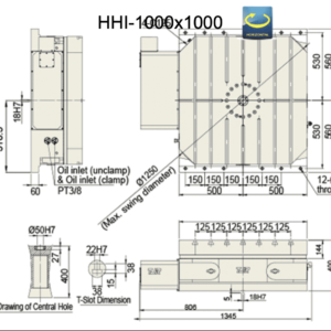 Изображение товара - Стол поворотный индексный с ЧПУ (4-я ось) TJR HHI-1000×1000