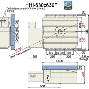 Изображение товара - Горизонтальный поворотный индексный стол с ЧПУ TJR HHI-630x630F