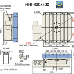 Изображение товара - Стол поворотный индексный с ЧПУ (4-я ось) TJR HHI-800×800