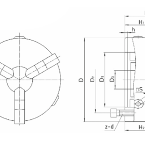 Изображение товара - К11(G) 130,Патрон 3-х кул., сталь, цельные кулачки, шаг 6