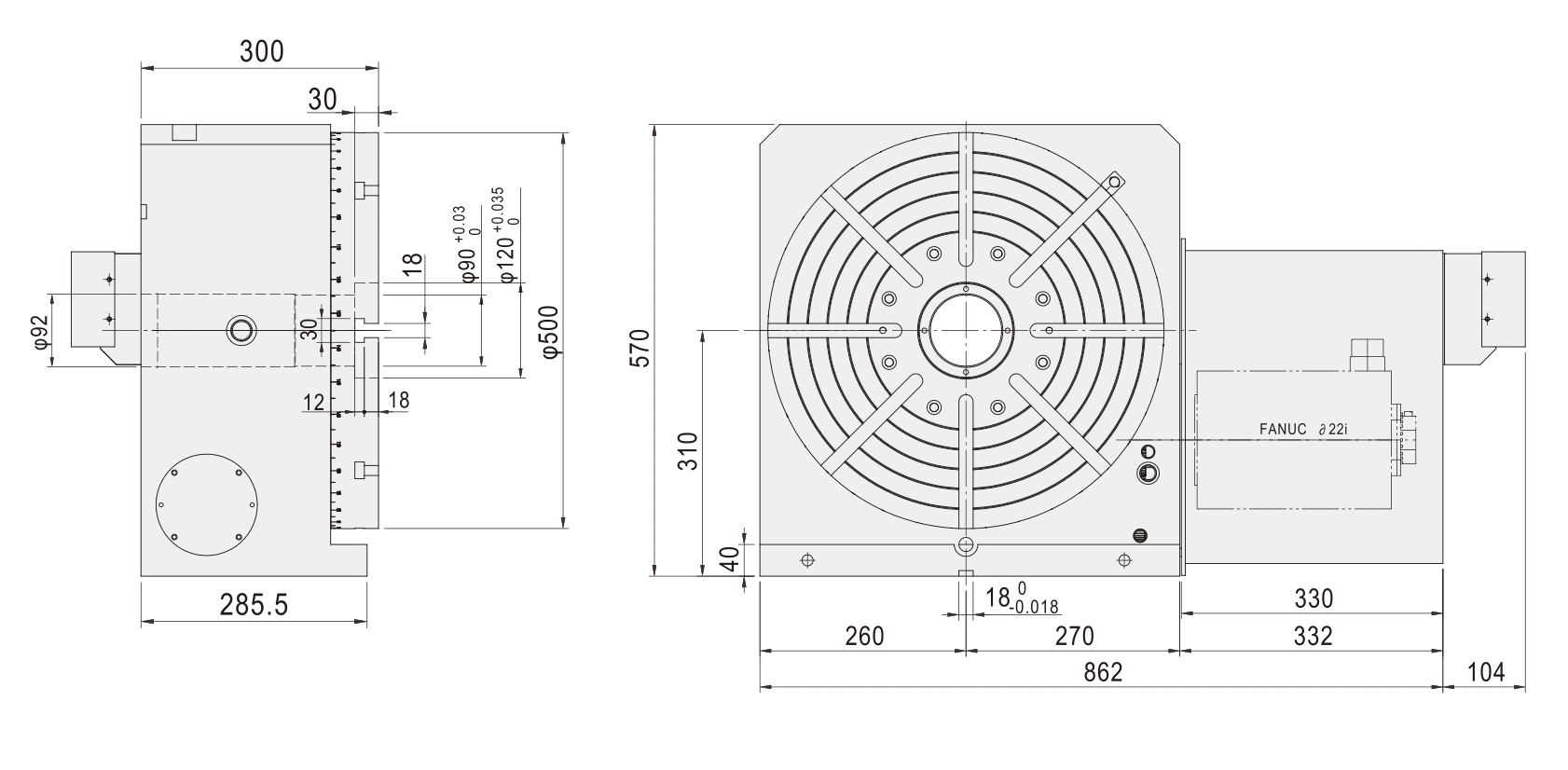 Изображение товара - Поворотный стол c ЧПУ GSA NCF-500R 500мм