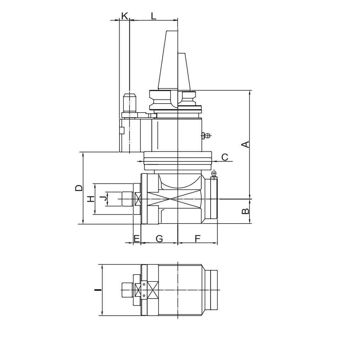 Изображение товара - Угловая фрезерная головка с наклоном 90° AHA-CAT40-FA25.4