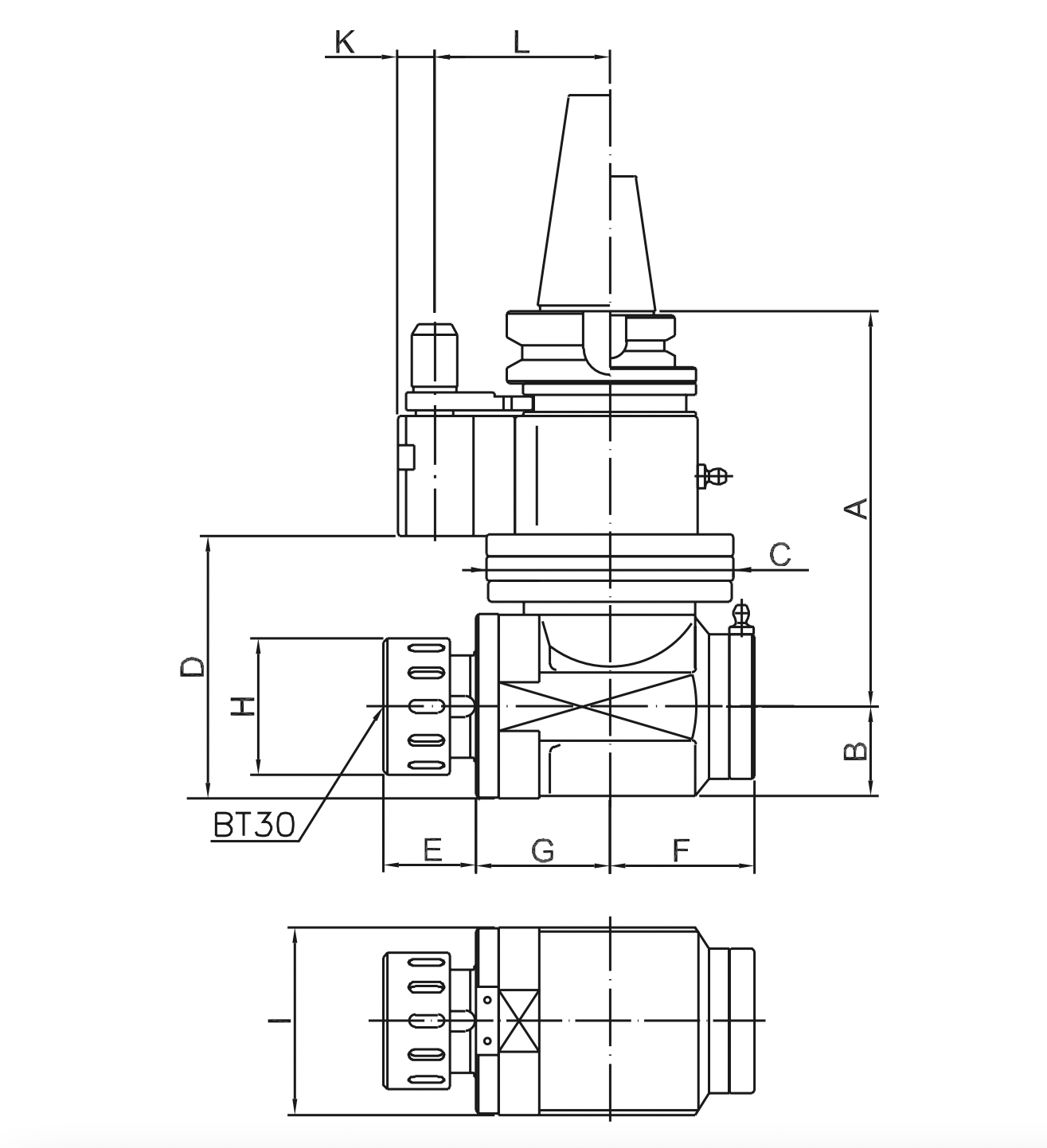 Изображение товара - Угловая фрезерная головка с наклоном 90° AHB-CAT50-BT30