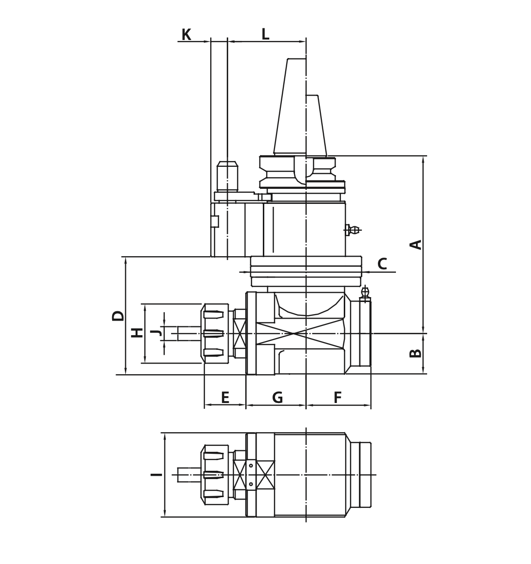 Изображение товара - Угловая фрезерная головка с наклоном 90° AHB-CAT40-ER40