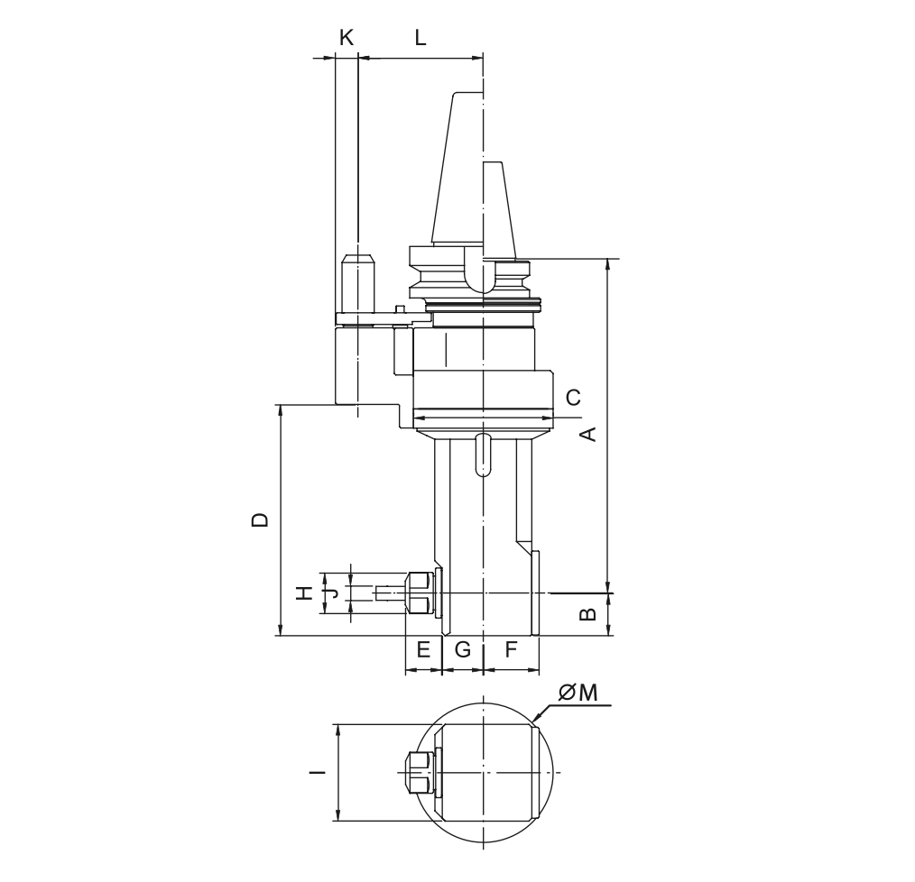 Изображение товара - Удлиненная модульная угловая головка AHD-CAT40-A3