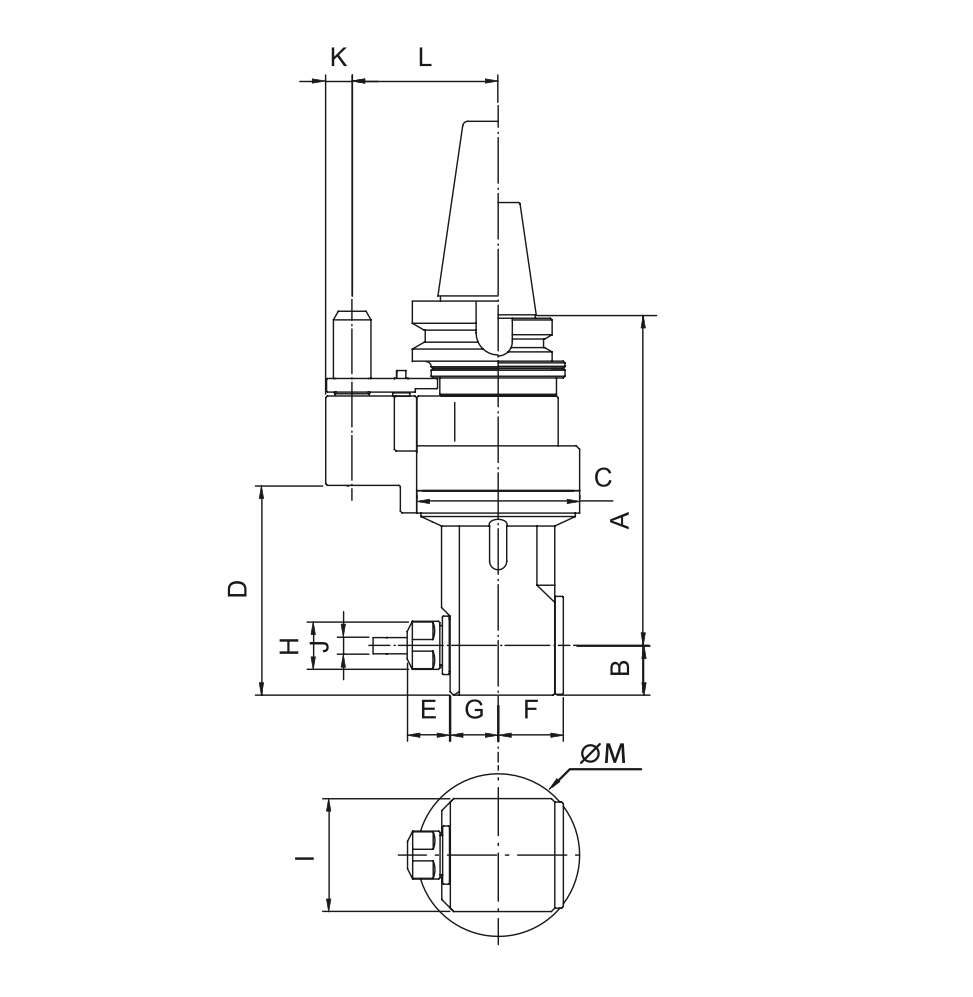 Изображение товара - Укороченная модульная угловая головка AHD-CAT50-A2