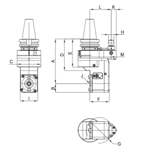 Изображение товара - Алюминиевая угловая головка со смещением AHM-BT50-D42.80/110