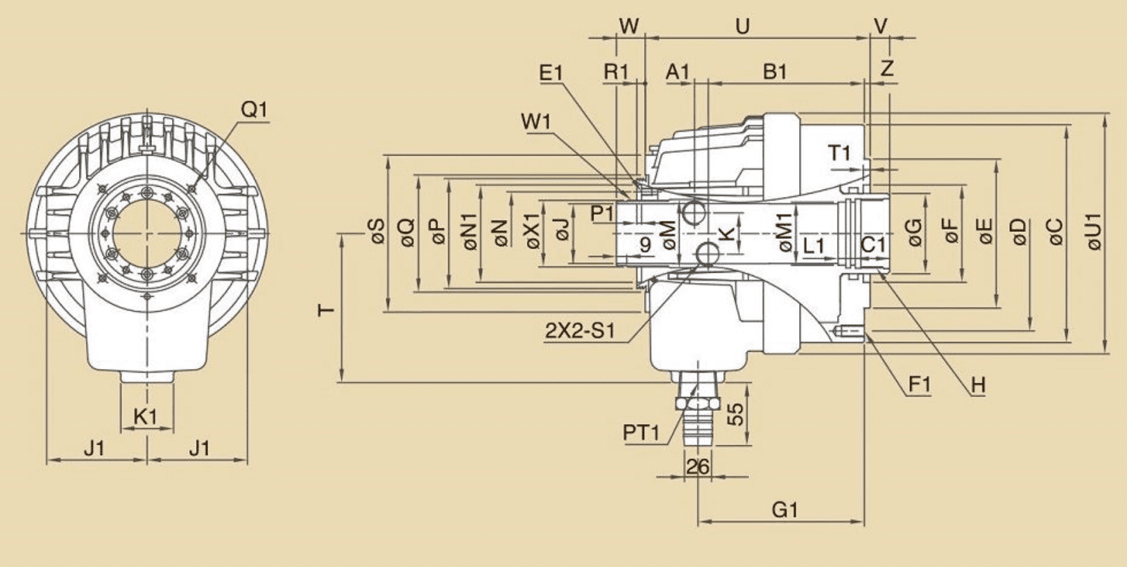 Изображение товара - Высокоскоростной полый гидроцилиндр Ø 155 мм Chandox P1552