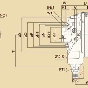 Изображение товара - Гидроцилиндр с большим сквозным отверстием, диметр поршня Ø 210 мм Chandox P2110S