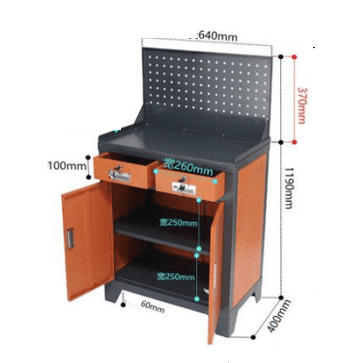 Тумба-верстак инструментальный, 1 полка, 2 ящика (арт. B22)