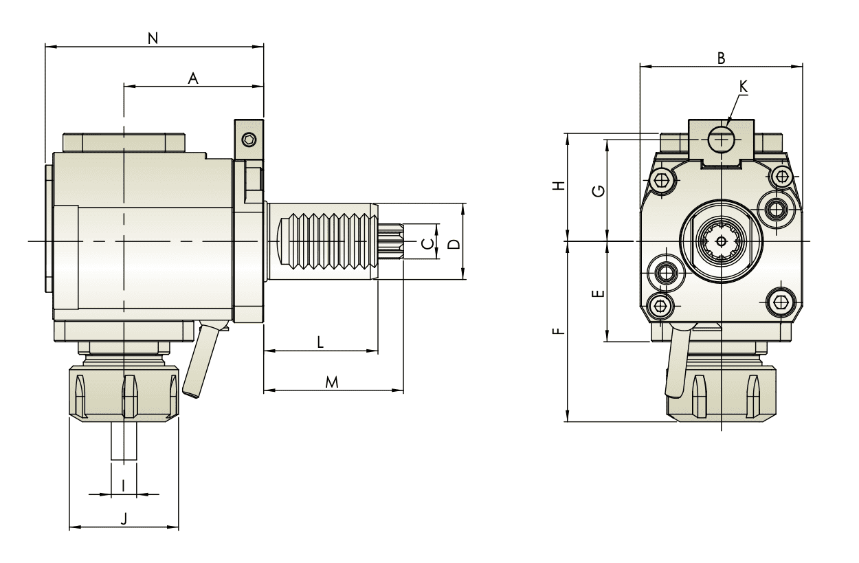 Изображение товара - VDI40-ER32 Радиальный приводной блок DIN5482-THB-B05.65-40CI