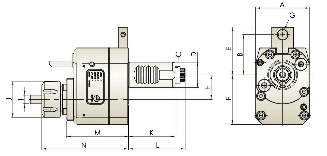 Изображение товара - VDI30-ER25 Осевой приводной блок со смещением оси THB-C04.29-30BI