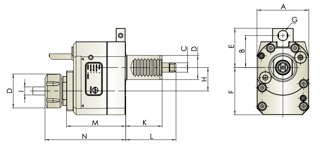 Изображение товара - VDI30-ER25 Осевой приводной блок со смещением оси THB-C04.29-30A