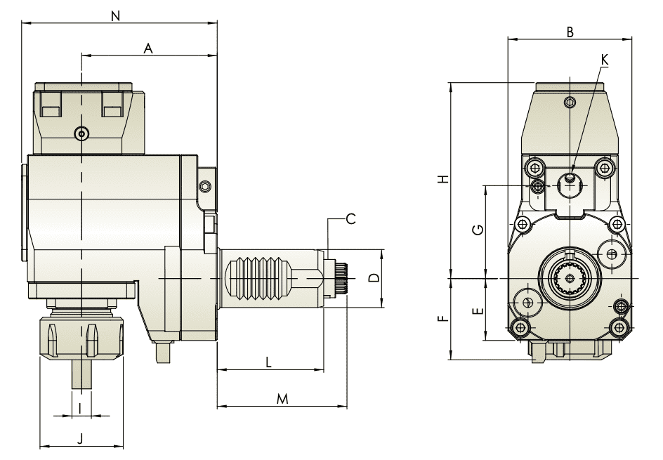 Изображение товара - VDI40-ER32 Радиальный приводной блок со смещением оси THB-D05.90-40B