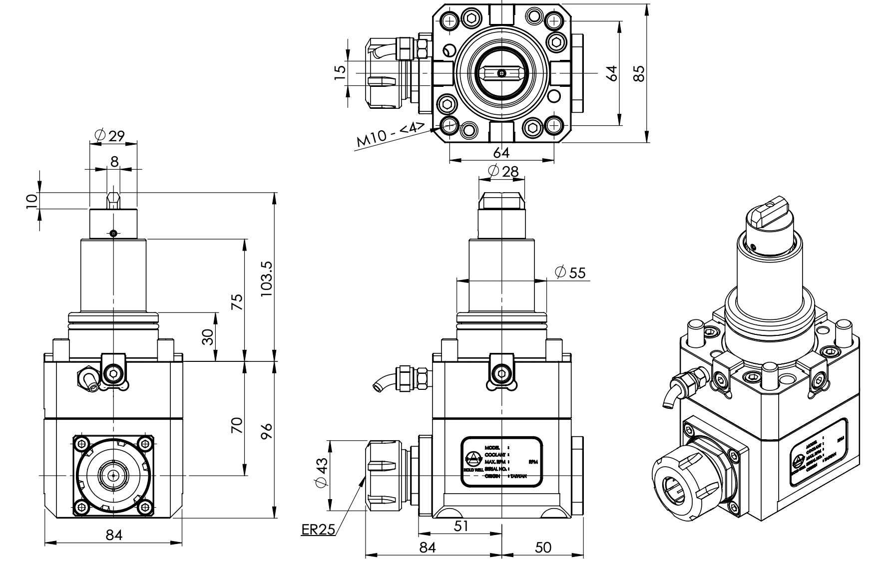 Изображение товара - BMT55-ER25 Осевой приводной блок THM-B04.70-55C