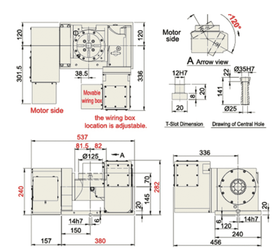 Изображение товара - Наклонно-поворотный стол с ЧПУ TJR FAR-125/125B 125 мм