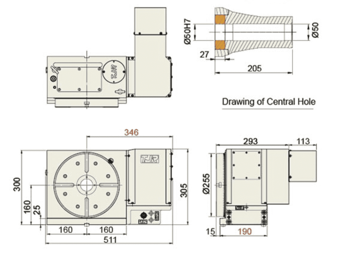 Изображение товара - Индексный поворотный стол с ЧПУ TJR HI-255 255 мм