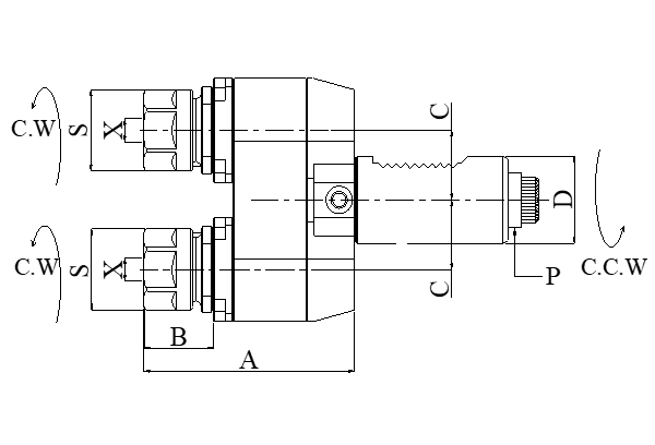 Блок приводной осевой двойной VDI40-ER20-5480 внеш. СОЖ (DA40548020DY) Evermore