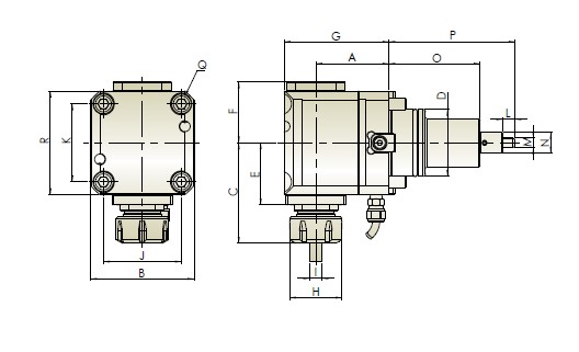 Изображение товара - Блок приводной радиальный VDI40-ER32-65-HAAS внеш. СОЖ (THB-B05.65-40F) Hold Well