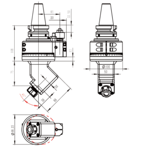 Изображение товара - Головка угловая DK45-BT40-ER20-45
