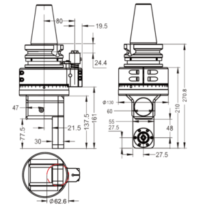 Изображение товара - Головка угловая DK9-BT50-D48 Forward Turning Calipers
