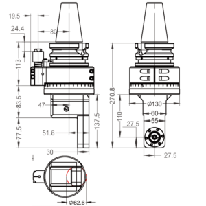 Изображение товара - Головка угловая DK9-BT50-D48 Reverse Of Caliper