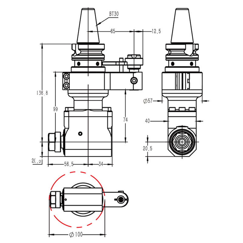 Изображение товара - Головка угловая DK90-BT30-16L