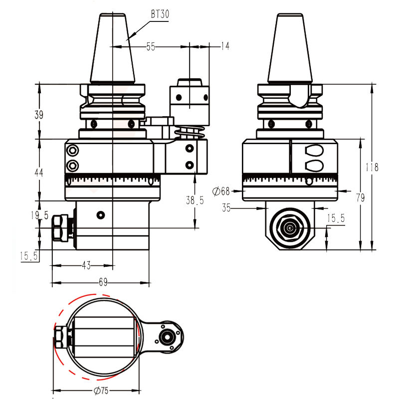 Изображение товара - Головка угловая DK90-BT30-ER11