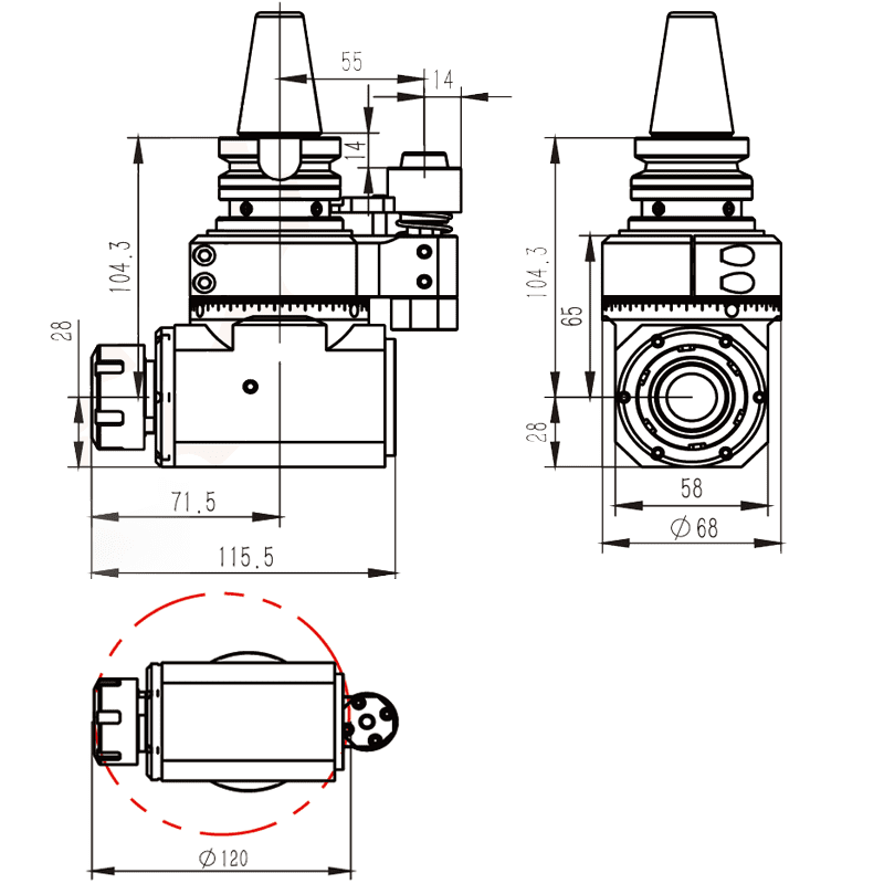 Изображение товара - Головка угловая DK90-BT30-ER25