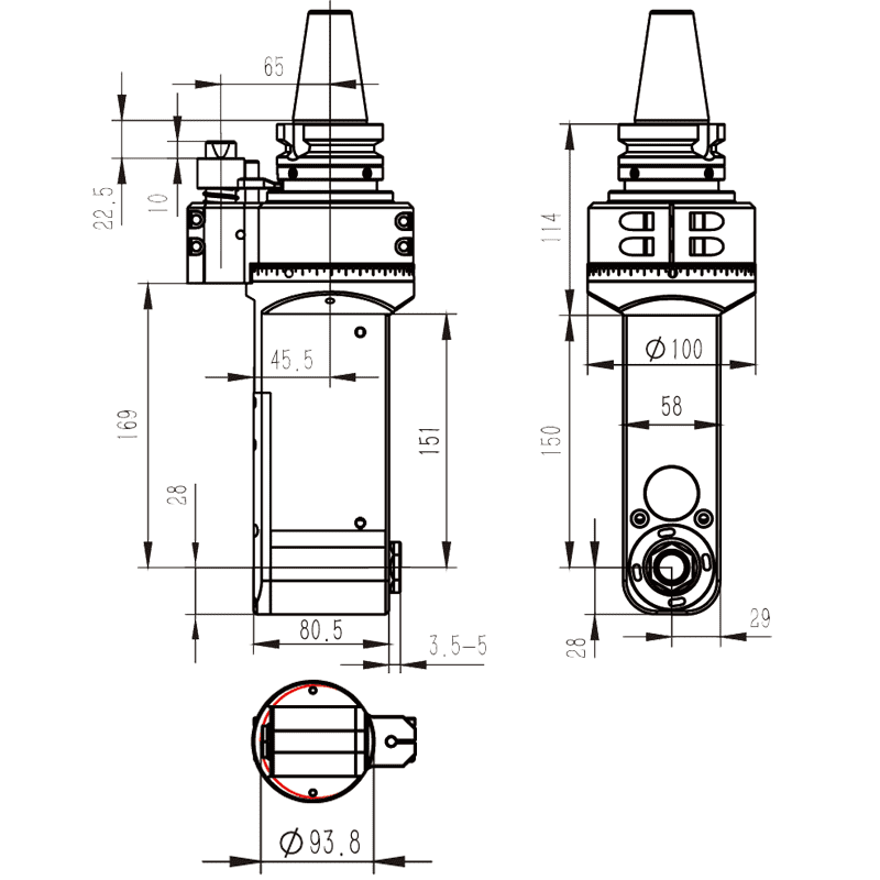 Изображение товара - Головка угловая DK90-BT40-AER25M-150