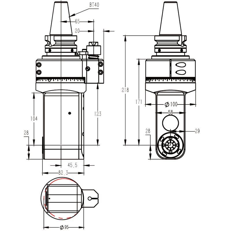 Изображение товара - Головка угловая DK90-BT40-AER25M