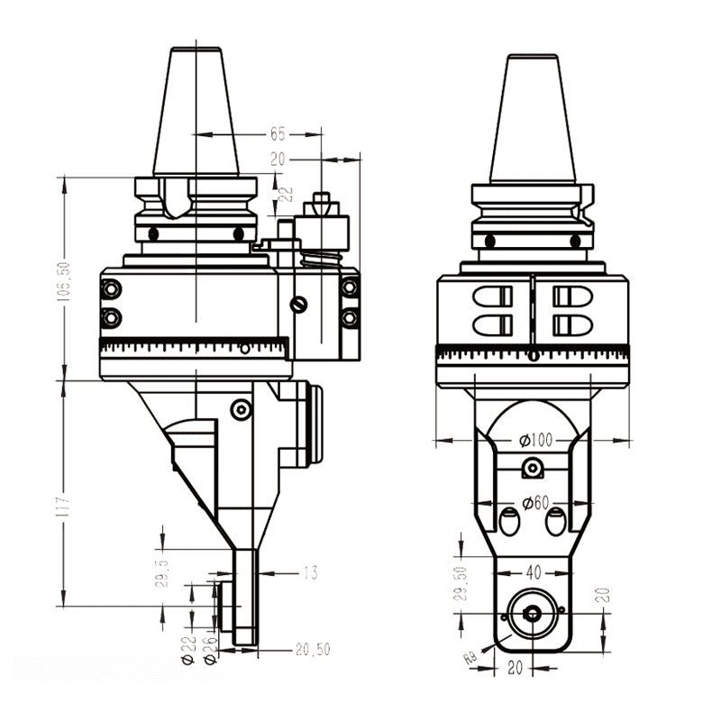 Изображение товара - Головка угловая DK90-BT40-D30-002 Boring