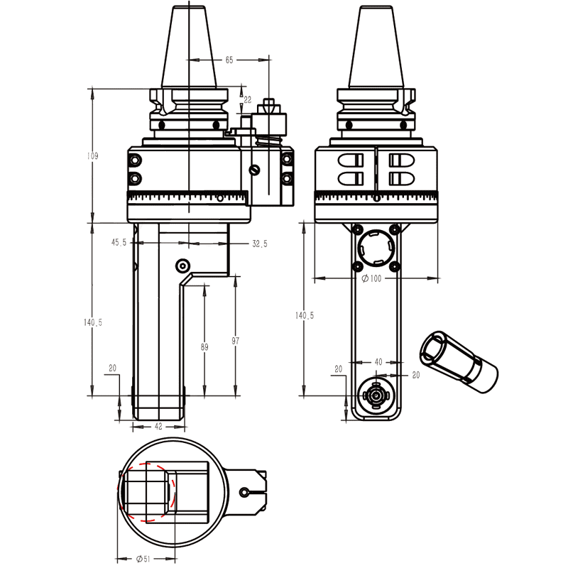 Изображение товара - Головка угловая DK90-BT40-DC10