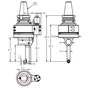 Изображение товара - Головка угловая DK90-BT40-DC5M-50